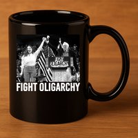 Fight Oligarchy Bernie Sanders And AOC Freedom US Anti Trump  11oz C Handle Ceramic Mug