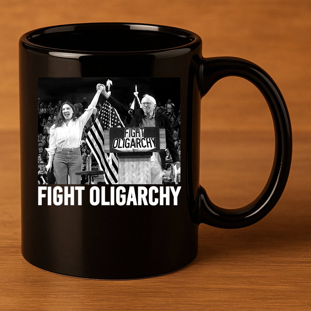 Fight Oligarchy Bernie Sanders And AOC Freedom US Anti Trump  11oz C Handle Ceramic Mug