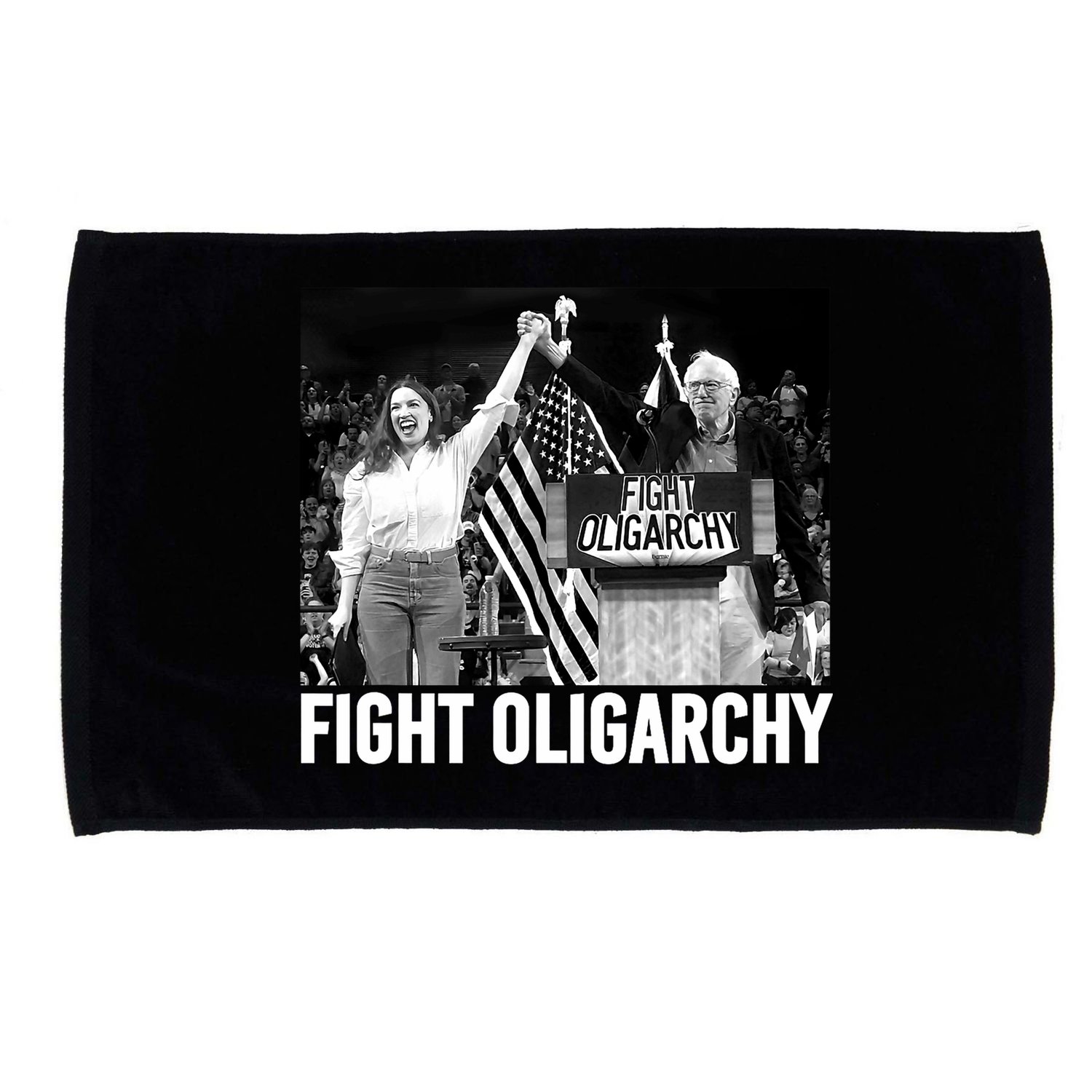 Fight Oligarchy Bernie Sanders And AOC Freedom US Anti Trump  Microfiber Hand Towel