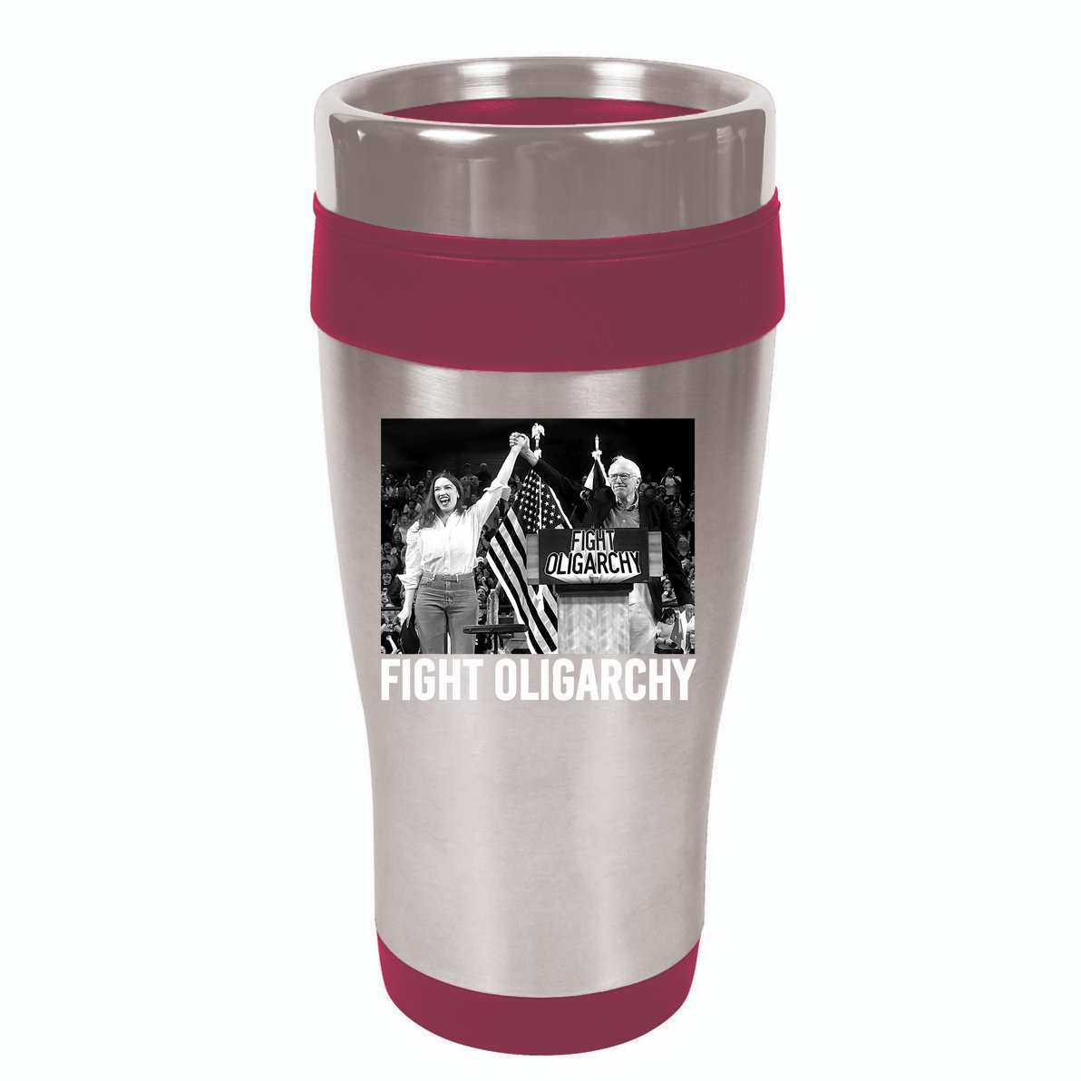 Fight Oligarchy Bernie Sanders And AOC Freedom US Anti Trump  16oz Travel Tumbler