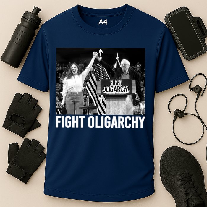 Fight Oligarchy Bernie Sanders And AOC Freedom US Anti Trump  Cooling Performance Crew T-Shirt