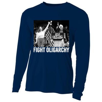 Fight Oligarchy Bernie Sanders And AOC Freedom US Anti Trump  Cooling Performance Long Sleeve Crew