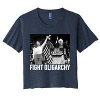 Fight Oligarchy Bernie Sanders And AOC Freedom US Anti Trump  Women's Crop Top Tee