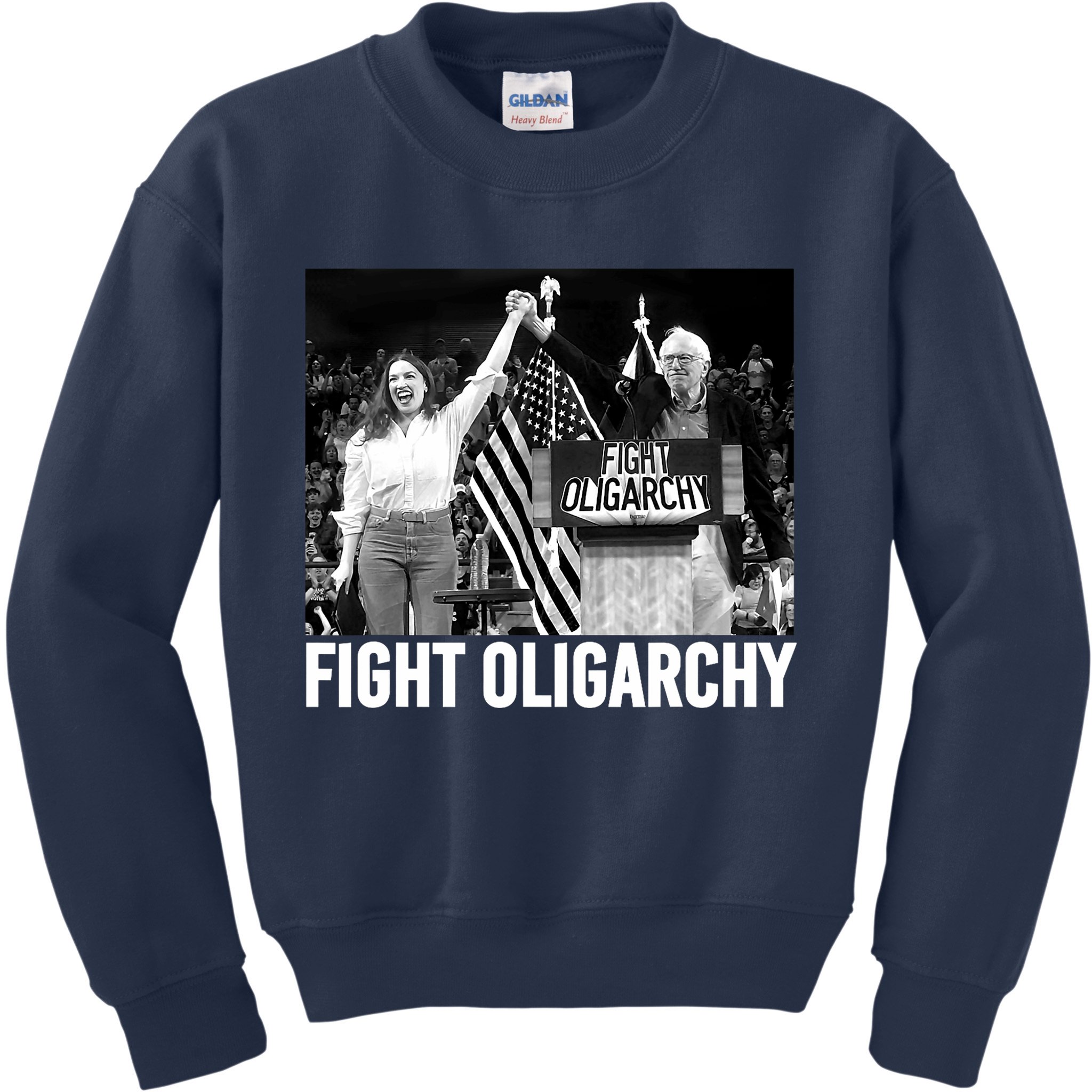 Fight Oligarchy Bernie Sanders And AOC Freedom US Anti Trump  Kids Sweatshirt