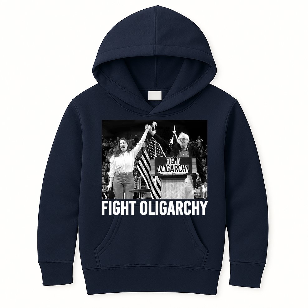 Fight Oligarchy Bernie Sanders And AOC Freedom US Anti Trump  Kids Hoodie