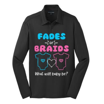 Fades or Braids Gender Reveal Cute Silk Touch Performance Long Sleeve Polo