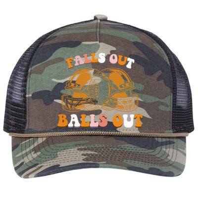 Falls Out Balls Out Thanksgiving Football Autumn Game Day Retro Rope Trucker Hat Cap