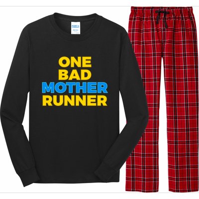 Funny One Bad Mother Runner For Mom Marathon Gift Long Sleeve Pajama Set