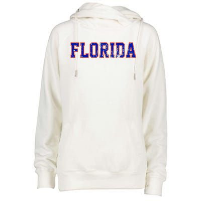 Florida Orange Blue Retro Fl Womens Funnel Neck Pullover Hood