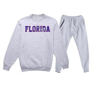 Florida Orange Blue Retro Fl Premium Crewneck Sweatsuit Set