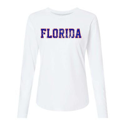 Florida Orange Blue Retro Fl Womens Cotton Relaxed Long Sleeve T-Shirt