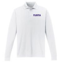 Florida Orange Blue Retro Fl Performance Long Sleeve Polo