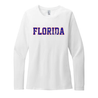 Florida Orange Blue Retro Fl Womens CVC Long Sleeve Shirt