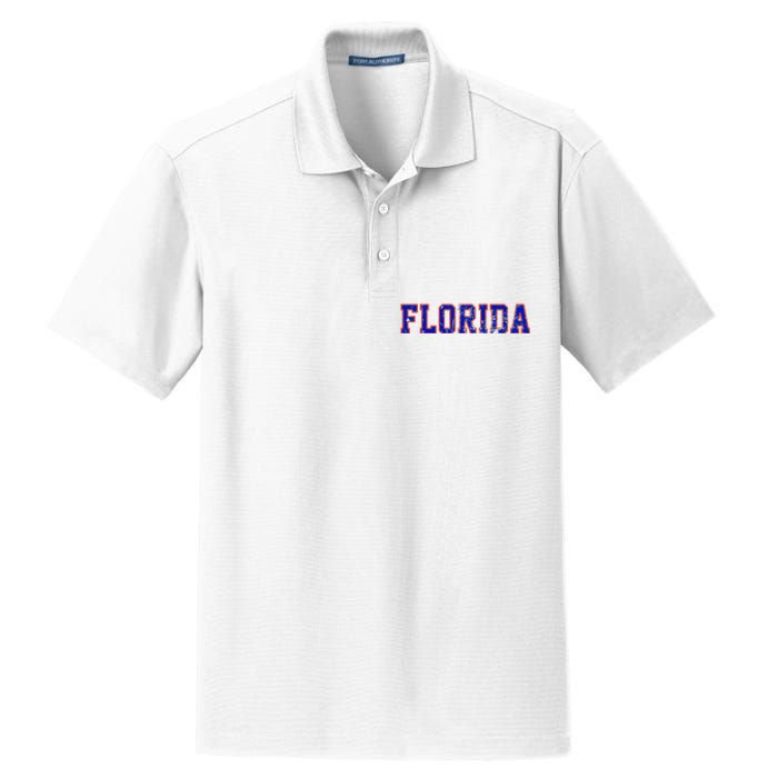 Florida Orange Blue Retro Fl Dry Zone Grid Polo