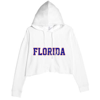 Florida Orange Blue Retro Fl Crop Fleece Hoodie