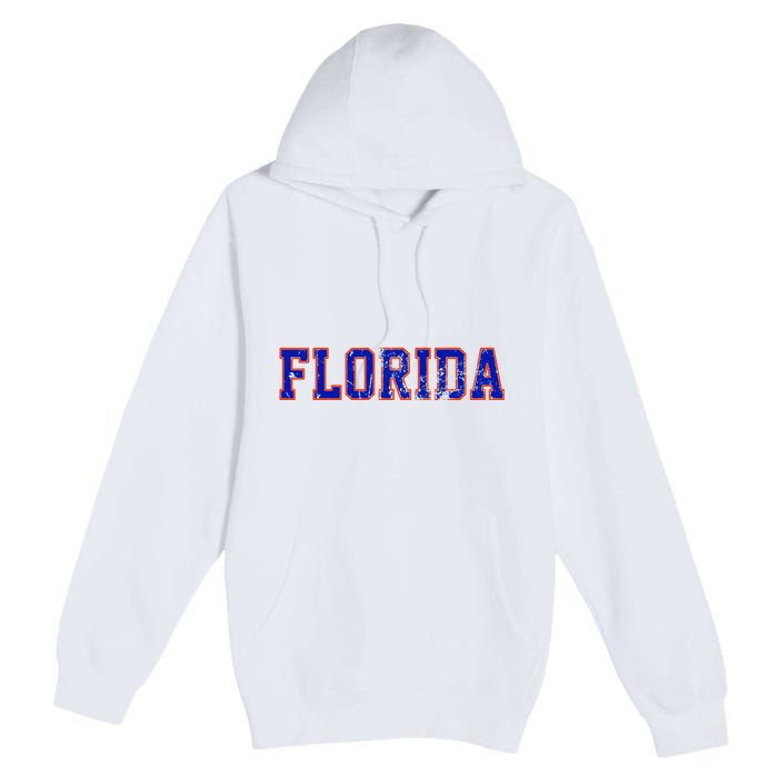 Florida Orange Blue Retro Fl Premium Pullover Hoodie