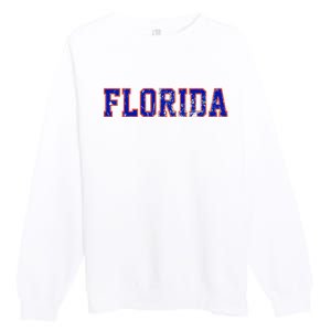 Florida Orange Blue Retro Fl Premium Crewneck Sweatshirt