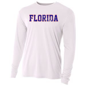 Florida Orange Blue Retro Fl Cooling Performance Long Sleeve Crew