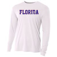 Florida Orange Blue Retro Fl Cooling Performance Long Sleeve Crew