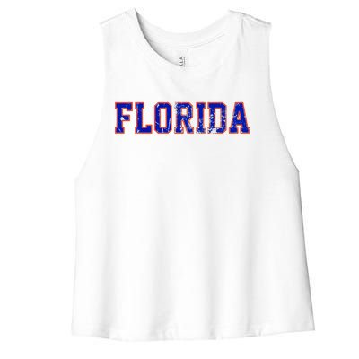 Florida Orange Blue Retro Fl Women's Racerback Cropped Tank