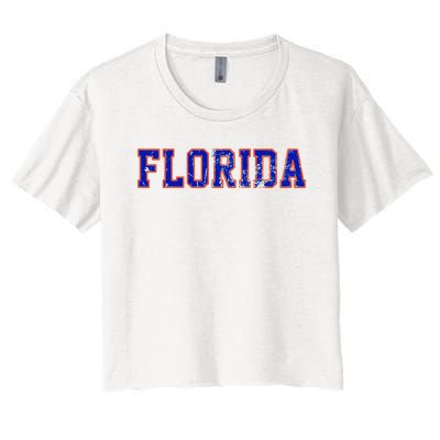 Florida Orange Blue Retro Fl Women's Crop Top Tee