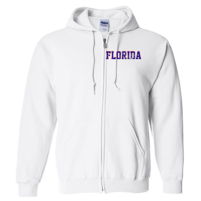 Florida Orange Blue Retro Fl Full Zip Hoodie