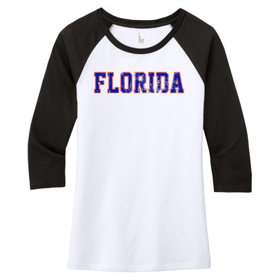 Florida Orange Blue Retro Fl Women's Tri-Blend 3/4-Sleeve Raglan Shirt