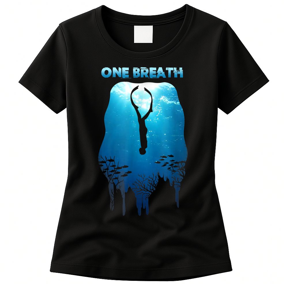 Freediving One Breath Diving Apnea Ocean Free Dive Sea Womens T-Shirt