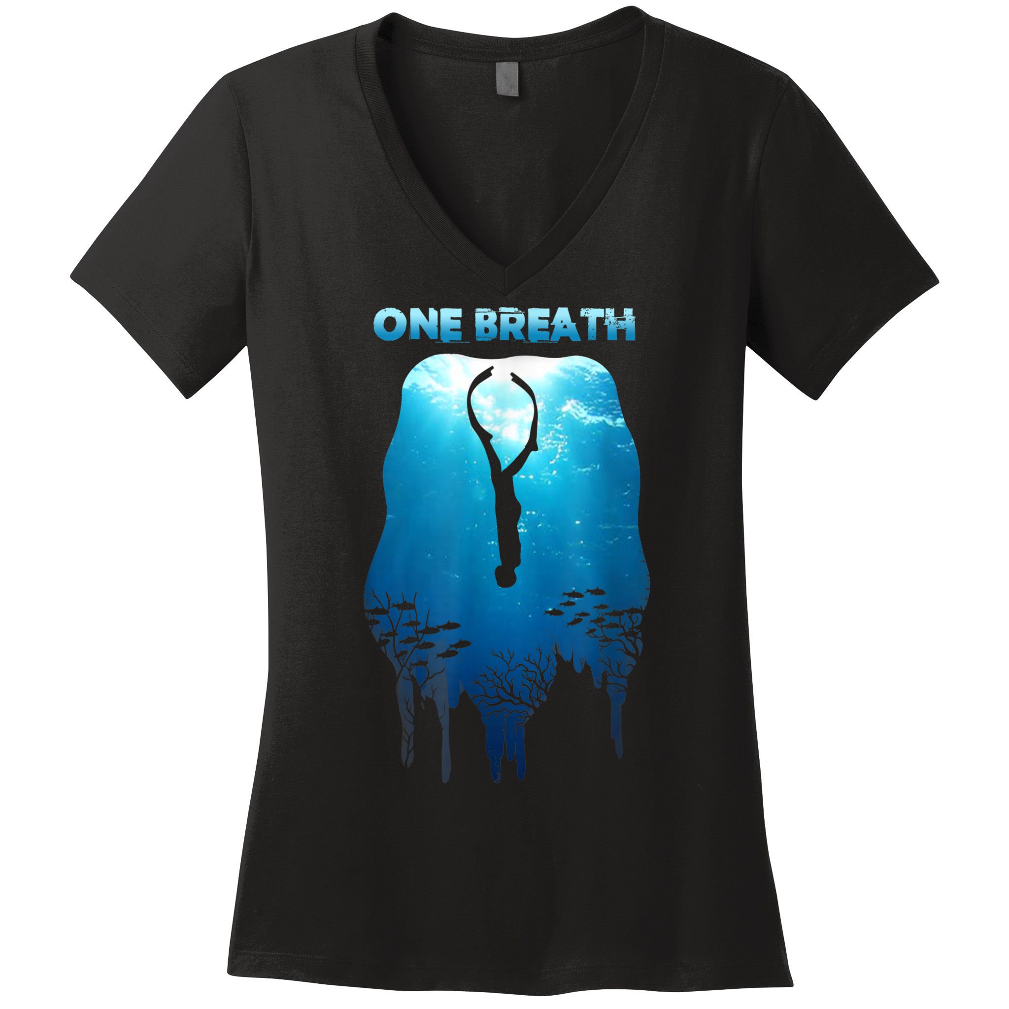 Freediving One Breath Diving Apnea Ocean Free Dive Sea Women's V-Neck T-Shirt