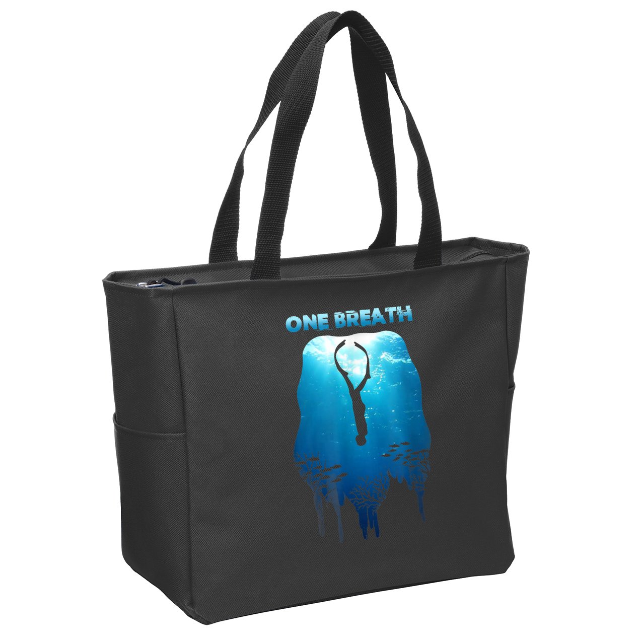 Freediving One Breath Diving Apnea Ocean Free Dive Sea Zip Tote Bag