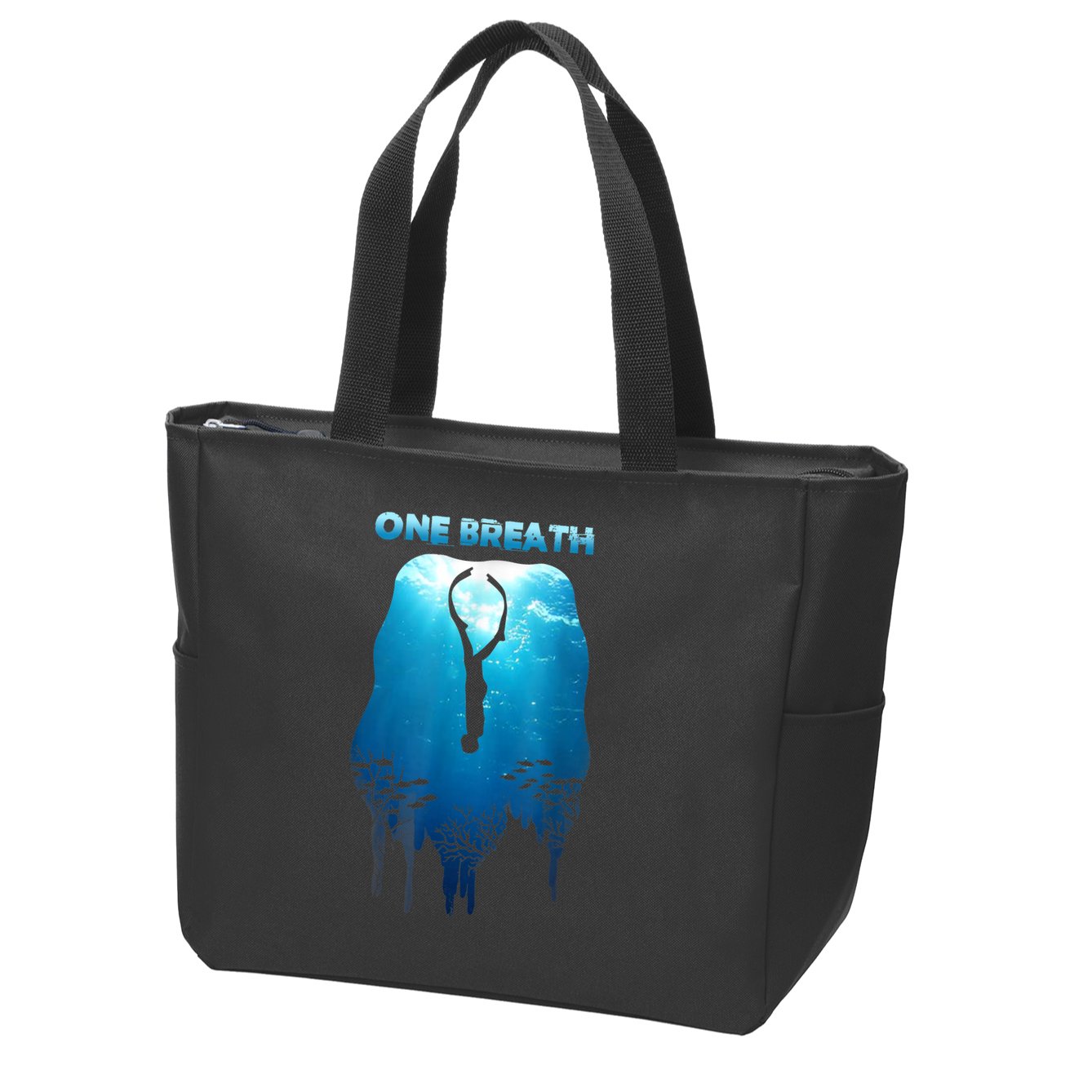 Freediving One Breath Diving Apnea Ocean Free Dive Sea Zip Tote Bag