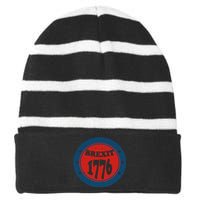 Funny Original Brexit 1778 4th of July Vintage Retro Striped Beanie with Solid Band