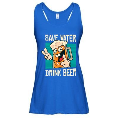 Funny Oktoberfest Beer Mug Save Water Beer! Great Gift Ladies Essential Flowy Tank