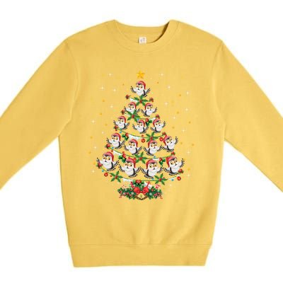 Funny Owls Bird Lover Xmas Gift Owl Christmas Tree Gift Premium Crewneck Sweatshirt