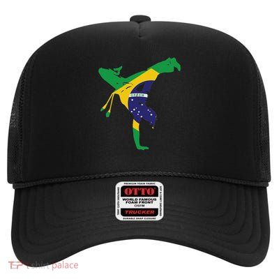 Flag Of Brazil Capoeira High Crown Mesh Back Trucker Hat