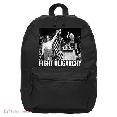 Fight Oligarchy Bernie Sanders And AOC Freedom US Anti Trump 16 in Basic Backpack