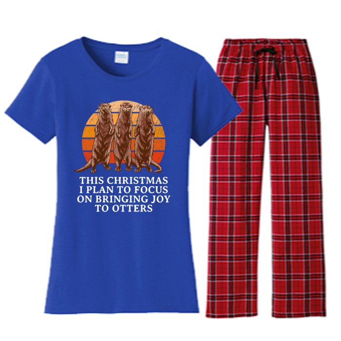 Focus On Bringing Joy Otter Lover Christmas Sea Otter Xmas Gift Women's Flannel Pajama Set