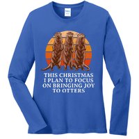 Focus On Bringing Joy Otter Lover Christmas Sea Otter Xmas Gift Ladies Long Sleeve Shirt