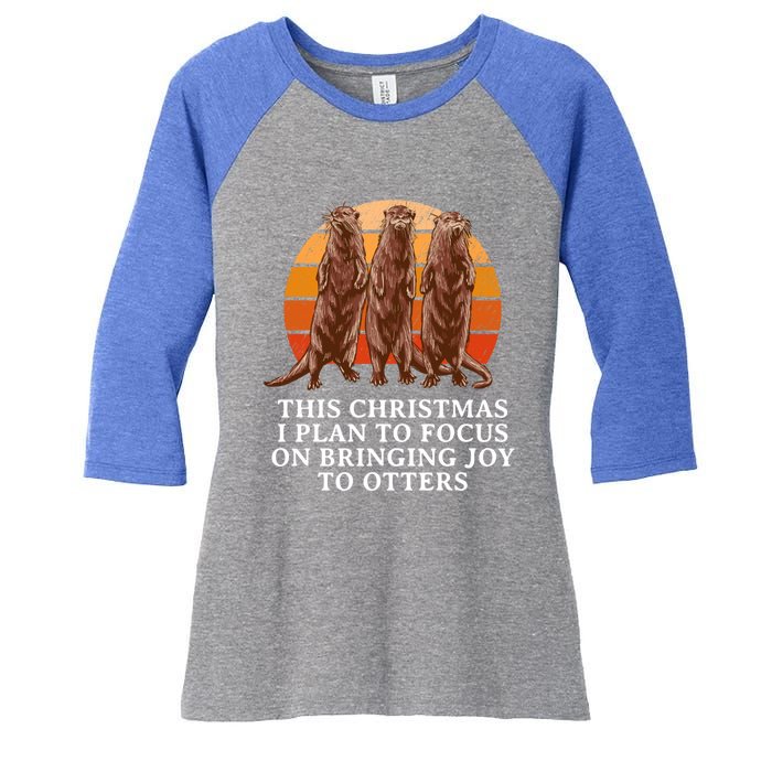 Focus On Bringing Joy Otter Lover Christmas Sea Otter Xmas Gift Women's Tri-Blend 3/4-Sleeve Raglan Shirt