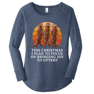 Focus On Bringing Joy Otter Lover Christmas Sea Otter Xmas Gift Women's Perfect Tri Tunic Long Sleeve Shirt