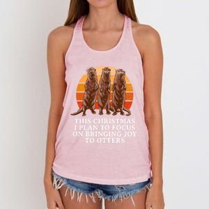 Focus On Bringing Joy Otter Lover Christmas Sea Otter Xmas Gift Women's Knotted Racerback Tank