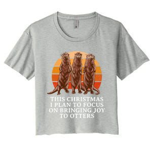 Focus On Bringing Joy Otter Lover Christmas Sea Otter Xmas Gift Women's Crop Top Tee