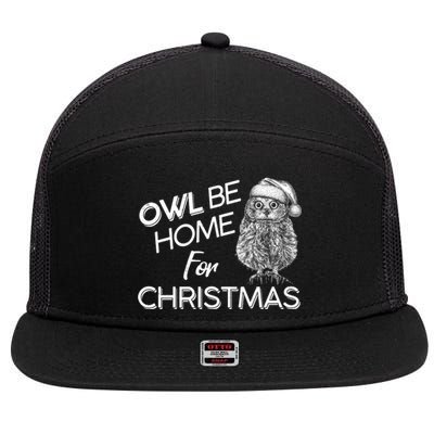 Funny OWL Be Home For Christmas 7 Panel Mesh Trucker Snapback Hat