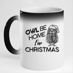 Funny OWL Be Home For Christmas 11oz Black Color Changing Mug