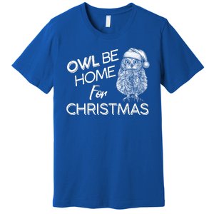 Funny OWL Be Home For Christmas Premium T-Shirt