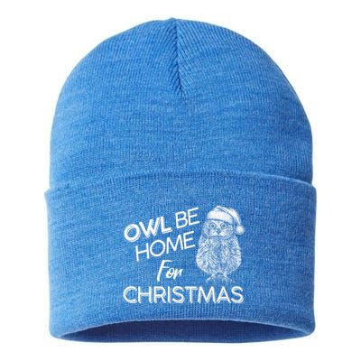 Funny OWL Be Home For Christmas Sustainable Knit Beanie