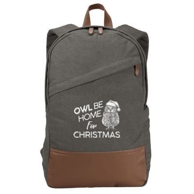 Funny OWL Be Home For Christmas Cotton Canvas Backpack