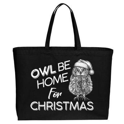 Funny OWL Be Home For Christmas Cotton Canvas Jumbo Tote