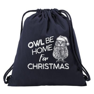 Funny OWL Be Home For Christmas Drawstring Bag