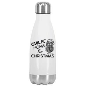 Funny OWL Be Home For Christmas Stainless Steel Insulated Water Bottle